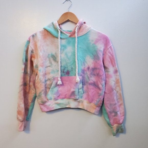 Tops - Tye dye Cropped Hodded